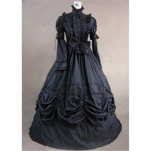 Halloween Cosplay Black Long-Sleeved Gothic Victorian Party Retro Princess Dress European Court Ball Dress Carnival Party 2021