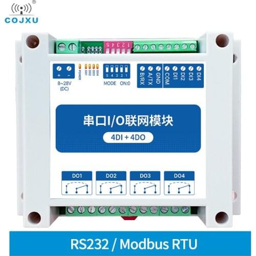 Cojxu MA02-AXCX4040 4DI+4DO Modbus RTU Industrial Grade Serial Port I/O Networking Module RS232 Interface 4 Switch Output