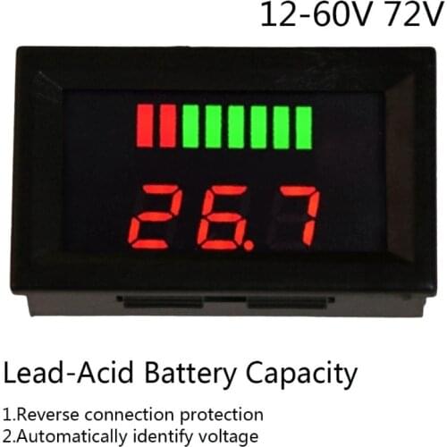 DC 12V-72V Digital Lead Acid Battery Capacity LED Indicator Voltmeter Battery Tester