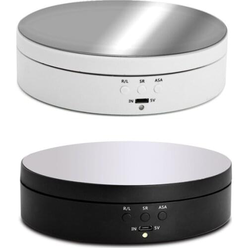 HEONYIRRY 138mm Diameter 360 Degree Electric Rotating Mirror Jewelry Base Photo Battery Video Recording Props Maximum Load 5kg