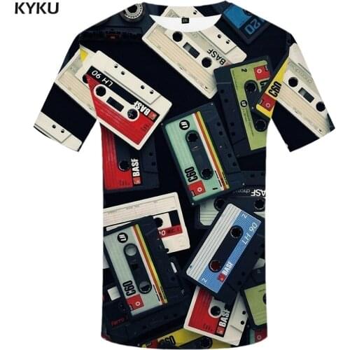 KYKU Magnetic Tape T shirt Men Music Anime Clothes Gothic Tshirt Printed Vintage Shirt Print Colorful T-shirts 3d Mens Clothing