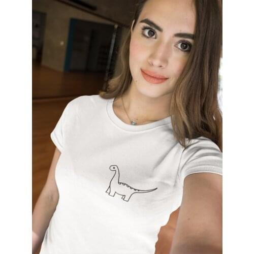 Animal Lover Dinosaur T-Shirt Pocket Dinosaur Casual Fashion Funny Tee Hipster Casual Slogan Women Cotton Graphic Vintage Tops