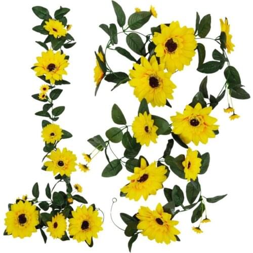 2pcs Artificial Sunflower Vine String For Flower Arrangem Plant Wall Wedding Party Arch Home Garden Hotal Decorative