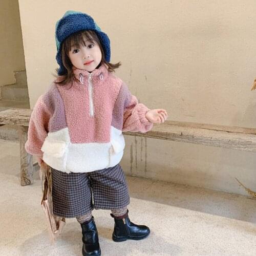 DFXD Winter Warm Girls Sweatshirts Kids Clothes Thicken Long Sleeve Lamb Cashmere Pullover Hoodies Fleece Girls Tops For 2-7Yrs