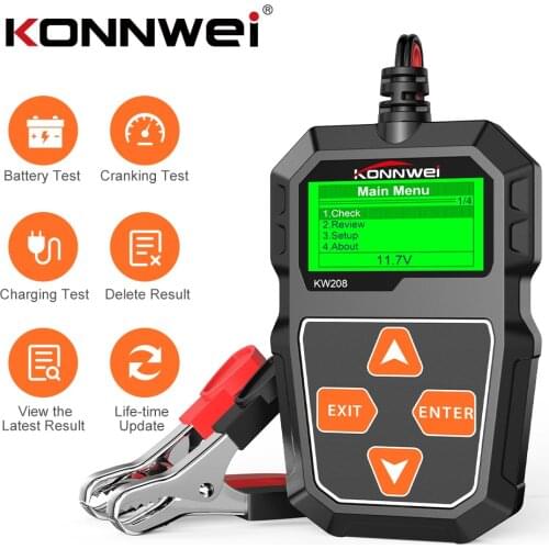 KONNWEI KW208 Car Battery Tester 100-2000CCA Charging Cranking Auto Battery Tester Analyzer 12V Car Diagnostic Tool PK BST100