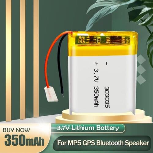 303035 3.7V 350mAh Lithium Polymer Li-Po Li ion Rechargeable Battery For GPS Bluetooth Audio Locator Driving Recorder Smartband