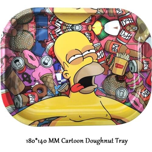 New Design Cartoon Doughnut Rolling Tray Metal Tobacco Roller Trays Herb Grinder Smoking Metal Tray Tobacco Storage Plate