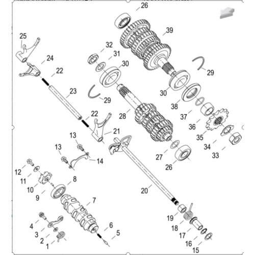 Engine gear shift fork primary shaft secondary shaft drive sprocket oil seal page Of Benelli TRK502