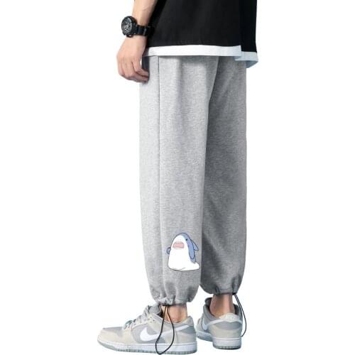 #5038 Black Gray Spring Autumn Korean Streetwear Pantalon Homme Ankle-Length Pants Hip Hop Print Joggers Trousers Men Track