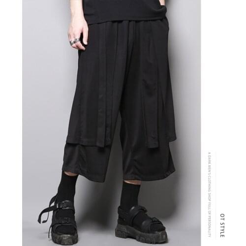 Fashion Niche original design dark Japanese yamamoto-style loose feet nine-point casual pants fashion brand