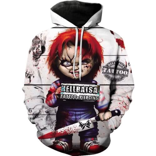 Spring, autumn and winter fashion new clown back to the soul of the night III 3D printing mens trendy casual hooded sweater