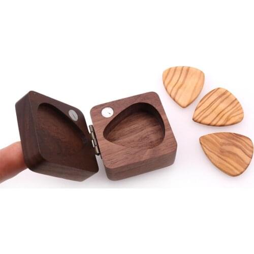 3pcs Guitar Pick + Wooden Guitarra Picks Storage Box Set High Quality Guitar Part Accessories for Music Lovers Gift