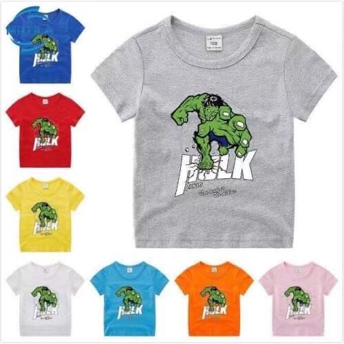 Disney Baby Boy Clothes Cartoon Marvel Superhero Hulk Print T-shirt Cotton Summer Toddler Kids Tops Tees Girls Children Clothes