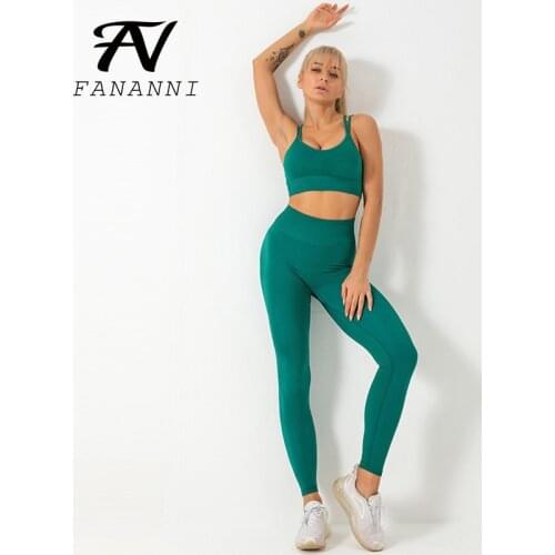 FANANNI Yoga Clothes 2021 New Quick-Drying Seamless Yoga Vest Hip-Lifting Yoga Pants Sports Bra Yoga Fitness Suit