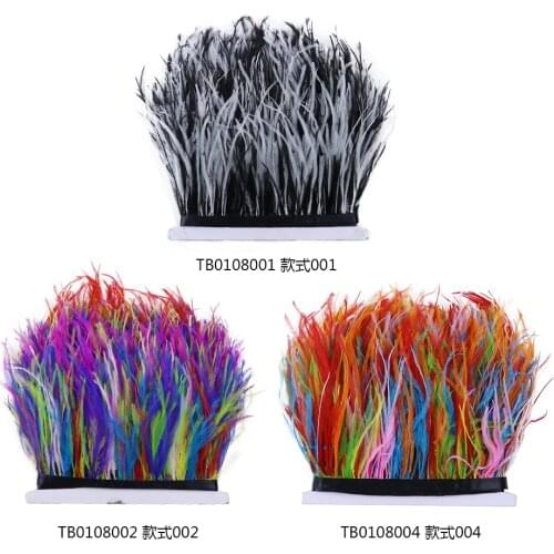 1 Meters Natural Ostrich Feather Trim Dyed Ribbon DIY Colorful For Clothing Sewing 10-15CM 4-6Inch Wedding Decoration Craftss