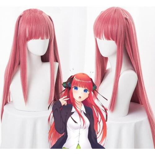 Nakano Nino Cosplay Wig Anime The Quintessential Quintuplets 80cm Long Straight Heat Resistant Hair Perucas Wigs + Wig Cap