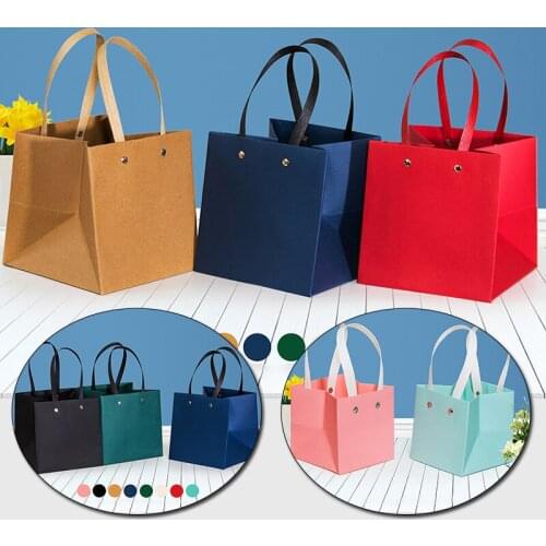 Portable Flower Box Waterproof Paper Kraft Handbag Wedding Rose Party Gift Storage Box Packaging For Candy Cake Birthday