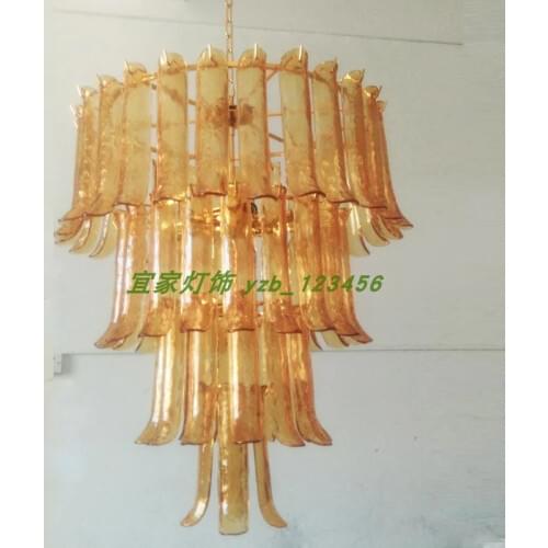 Post-modern duplex building, large chandelier, middle floor, living room, clubhouse, soft decoration, light luxury crystal lamp