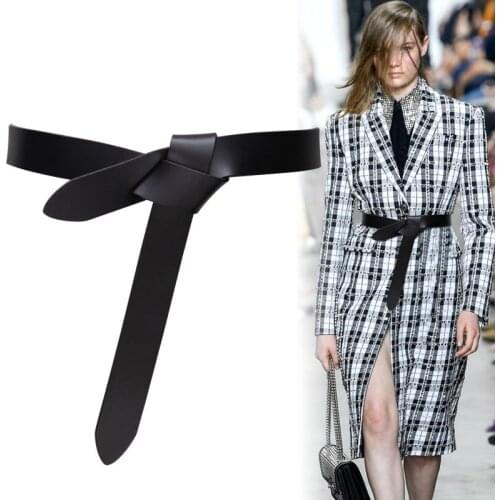 Cowskin Knot Belts for Dress Sweater waist belt brown Female fashion HOT new real Leather waistbands women long solid strap gift