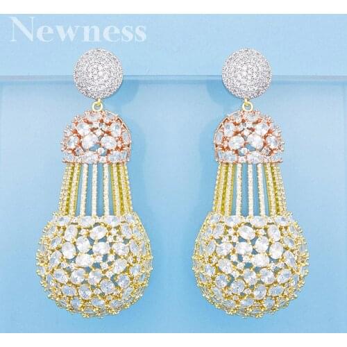 Newness Famous Brand Disc Balls Luxury Nigerian Dubai Earrings Jewelry Cubic Zircon Wedding Bridal for Women Wedding Jewelry