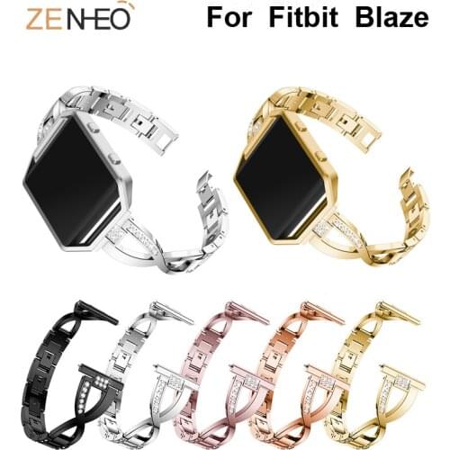 Luxury Watch Band For Fitbit Blaze watch Wrist bands Rhinestone Metal Bracelets with Bezel For Fitbit Blaze Replacement Straps