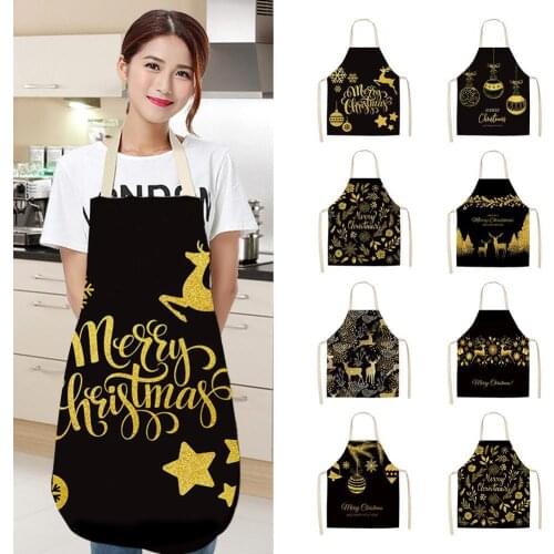 Linen Merry Christmas Apron Christmas Decorations Home Kitchen Year New Navidad Christmas Natal Accessories 2020 Gifts Supp C1K5