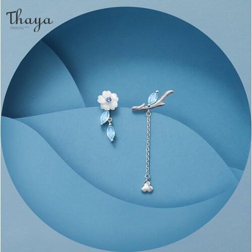 Thaya Brand Silver Plated Studs Earring Chain Jasmine Stud Platinum High Quality For Women Earring Season Series Fine Jewelry