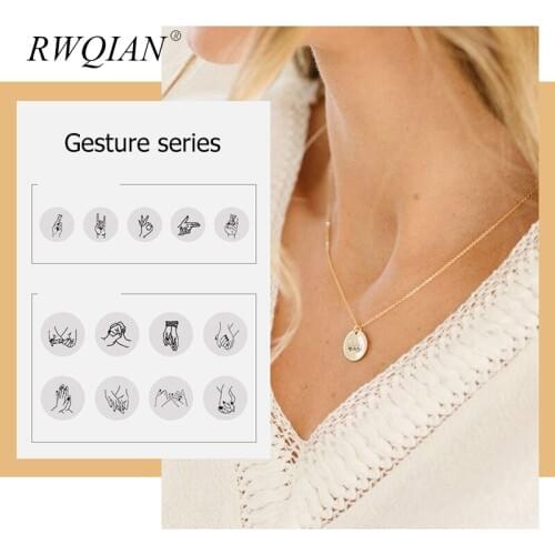 Gesture Series Pattern Necklace Custom Name Necklaces 18K Gold Stainless Steel Pendants Choker For Womens Jewellery Mom Gifts