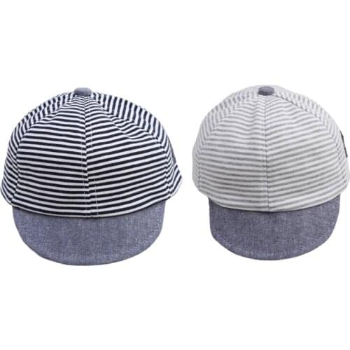 Summer Cute Newborn Baby Girl Boy Hat Soft Cotton Beret Hat Adjustable Fit Baby 0-3Years Infant Striped Sun Peak Cap