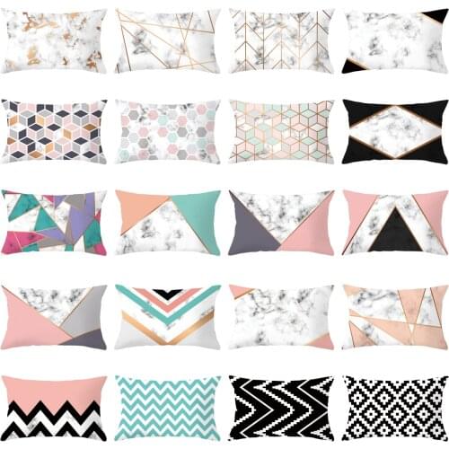 30X50CM Modern Marble Cushion Cover Nordic Geometric Print Waist Pillowcase Livingroom Sofa Car Chair Decorative Pillows Cover