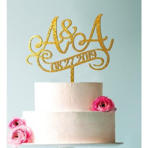Wedding cake topper, initials cake topper wedding, cake topper letter, rustic wedding cake topper, Glitter