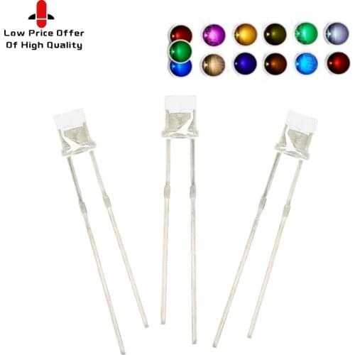 1000pcs LED F3 3mm Ultra Bright Flat top Head White Red Blue Green UV pink Diode bulb Wide Angle Light Emitting Lamp Diodes Led