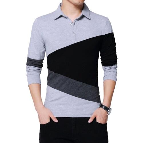 TFETTERS New Autumn Casual Long Sleeve T Shirt Men Cotton High Quality Color Patchwork Oversized T Shirt Size M-5XL