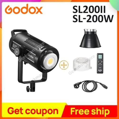 Godox SL200II SL-200WLED Video Light Bowens-mount Daylight Balanced 5600K 2.4G Wireless X System CRI96 for Photography Interview