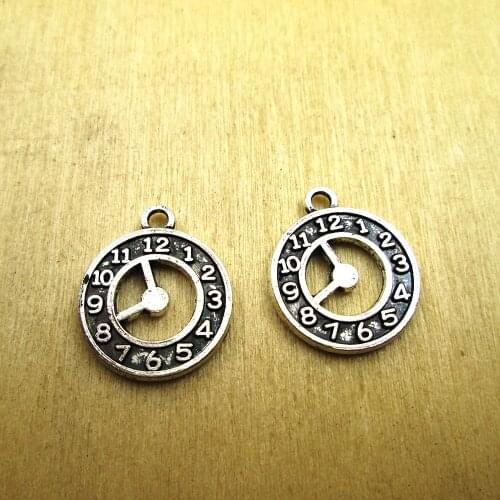 12pcs-- 12 x 18mm Clock Charms,time piece Charm pendant DIY necklace/ bracelets charms antique silver tone