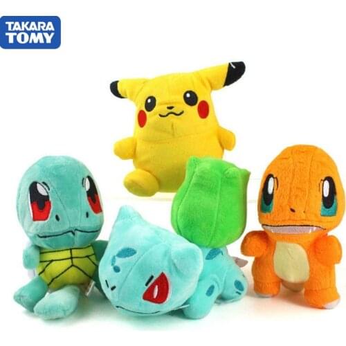 4 Styles TAKARA TOMY Pokemon Pikachu Squirtle Charmander Bulbasaur Hobby Anime Plush Doll Toys For Children Christmas Event Gift