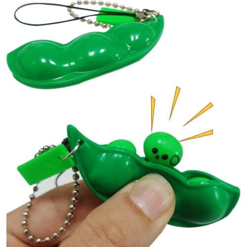 5pcs Fun Squishy Infinite Squeeze Edamame Bean Pea Expression keychain Ornament Stress Relieve Decompression Toys antistress