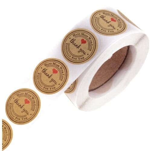 500PCS / roll wedding decoration Heart-ShapedThank You Self Adhesive Paper Stickers for Diary Scrapbook Book Hand Made Gift