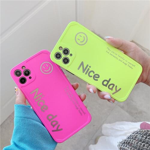 Phone Cases for Iphone 12 11 Pro Xr X Xs Max 7 8 Plus SE 2020 Neon Fluorescent IMD Back Cover Plain Full Protective Case Fundas