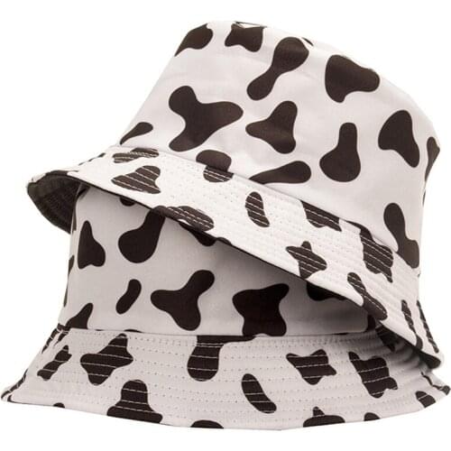 Black White Cow Print Bucket Hats for Women Men Summer Fishman Hats Girls Travel Sad Boy Panama Sun hat