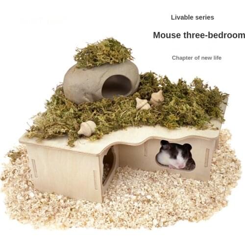 Wooden Hamster Multi-bedroom Hamster Maze Toy Golden Bear Dwarf Rat Small Animal Nest Hamster Cage Landscaping Supplies