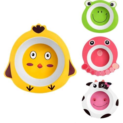 Cute Cartoon Dinosaurs Assist Training Bowls Children Dishes Tableware Portable Baby Feeding Bamboo Fiber Safety Kids Dinnerware
