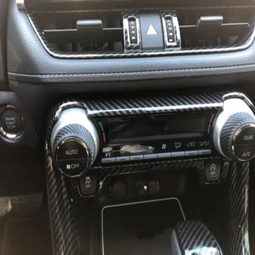 For Toyota RAV4 2019 2020 Car Interior Carbon Fiber Instrument Console Gear Water Cup Cover Air Vent Trim Decoration Accessories