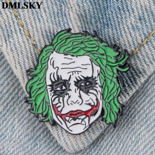 DMLSKY Clown thriller Enamel Brooches Metal Pins cool Badges Hat Pins Cartoon Jewelry For Clothes Lapel Pin Tie Pin Gifts M4069