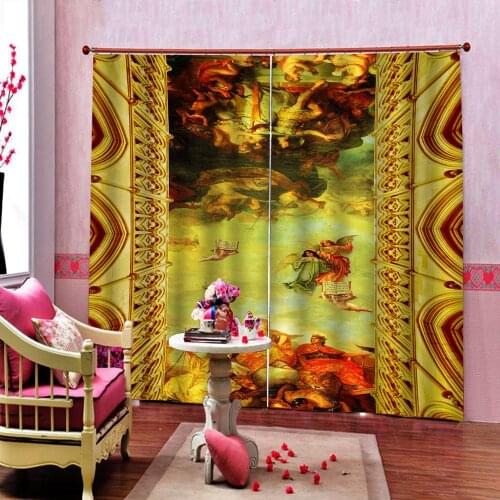 Photo Custom Europe angel oil painting 3D Curtain For Living Room Bedroom Polyester Fabric Blackout Drapes Cortinas Sets