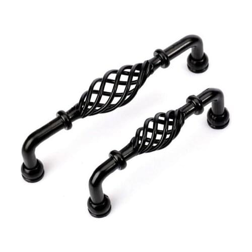 Black Dresser Drawer Knobs Pulls Handles Wrought Iron Look / Antique Bronze Kitchen Cabinet Knobs Hardware Rustic Cottage Chic