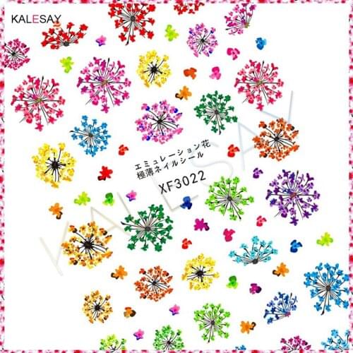 Nail Art Stickers Decoration Decals Design Color Flower for Manicure Design 3D Beauty Sticker for Nails Decor Accesoires
