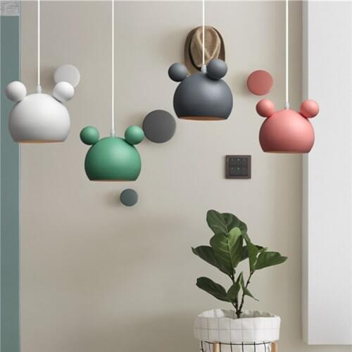 Nordic Simplicity Panda shape E27 LED chandelier indoor bedroom living room study bedside hanging lamp restaurant Hotel lighting