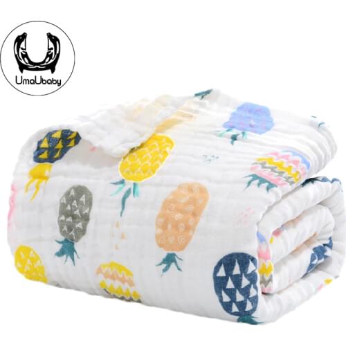 UmaUbaby 100%Cotton Baby Swaddle Blanket Gauze Muslin Cotton Fabric 6 Layer Baby Blankets Newborn Sleeping Bath Towel Baby Stuff