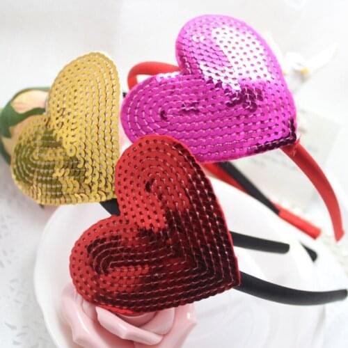 F38 Free shipping High Quality Sequin Heart-shaped Hair Band HeadbandsHeart-shaped Headband For Girls Children Accessories